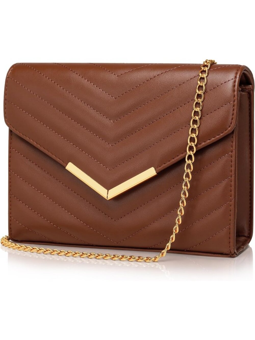 Women's Brown Clutch Purses Envelope Chain Wedding Evening Crossbody Bag